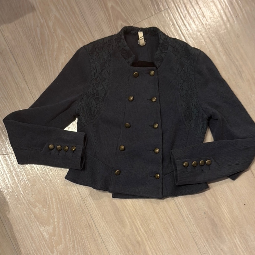 Elegant blue Double-Breasted Women's Jacket size 4, fits small
